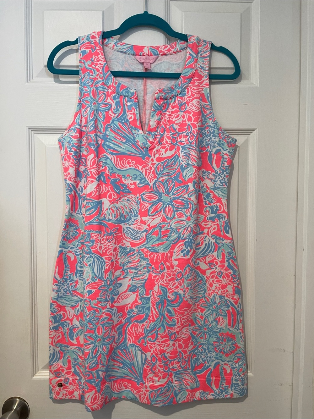 Lilly Pulitzer Coral, Aqua & White Floral Shift Dress